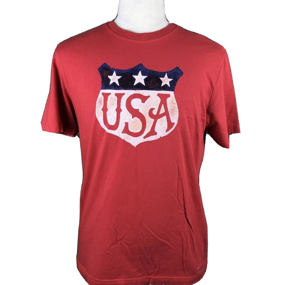 Life‎ Is Good Crusher T-Shirt USA Railroad Emblem Classic Fit Cotton Size Medium
